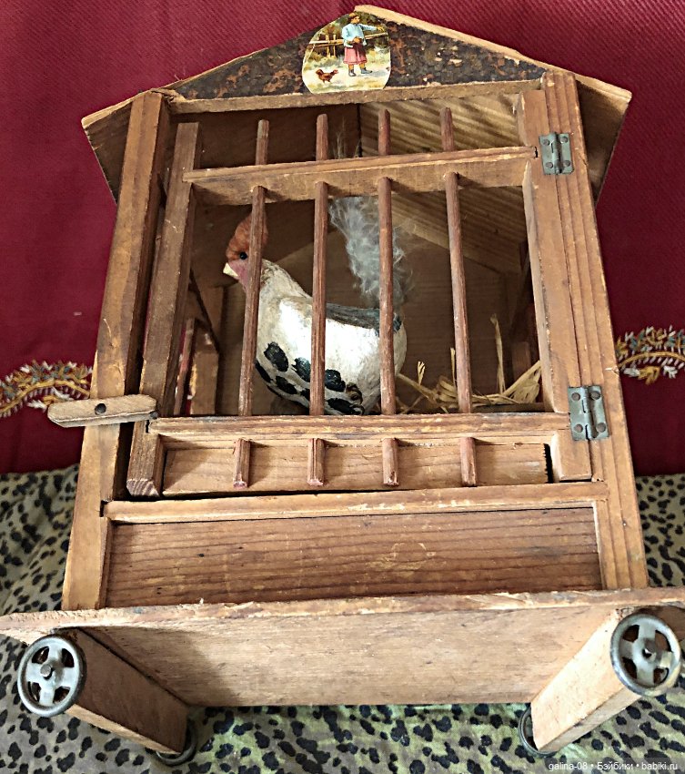 1900 г. Деревянная механическая антикварная игрушка «Курятник» Putz, Erzgebirge Германия (фото 7)
