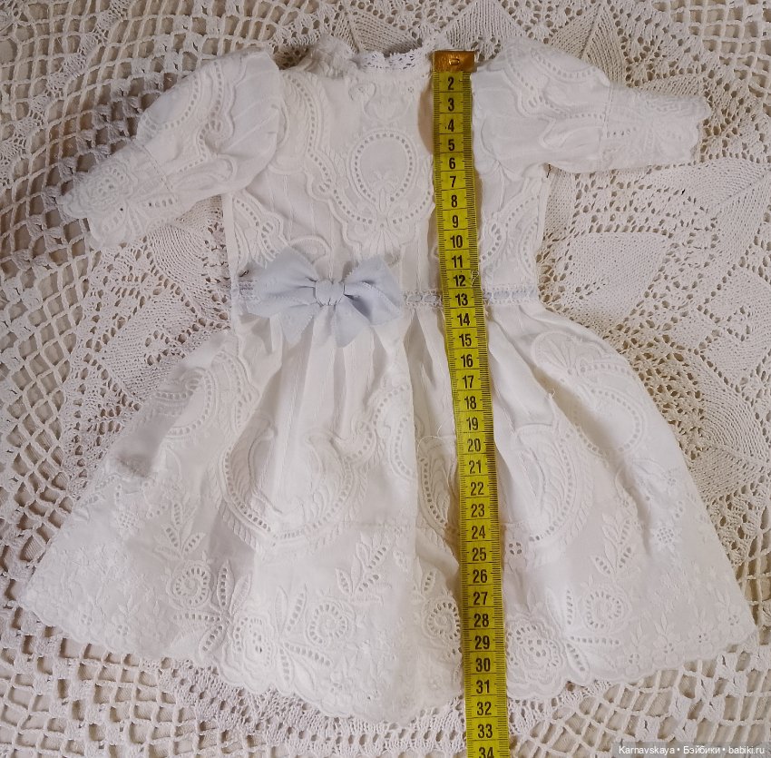 Нарядное чайное батистовое платье для кукол ориентировочно 41-46см роста (фото 10)