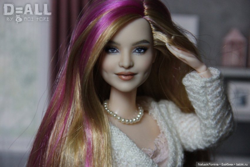 ООАК голова куклы Барби Дримтопия Вайолет репейнт улыбашки