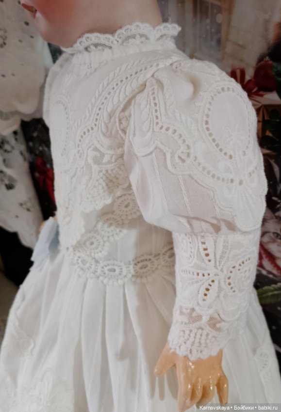 Чайное платье для кукол ориентировочно 55см роста (фото 6)