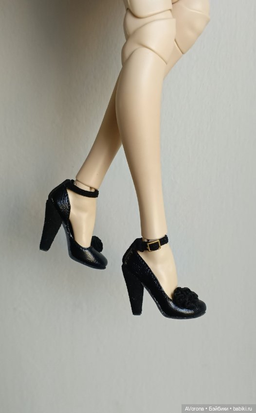 Черные туфли на высоком каблуке, кожа + замша