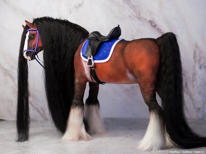 Лошадь для Барби, подвижная в смешанной технике, конь формат 1/6 (фото 4)