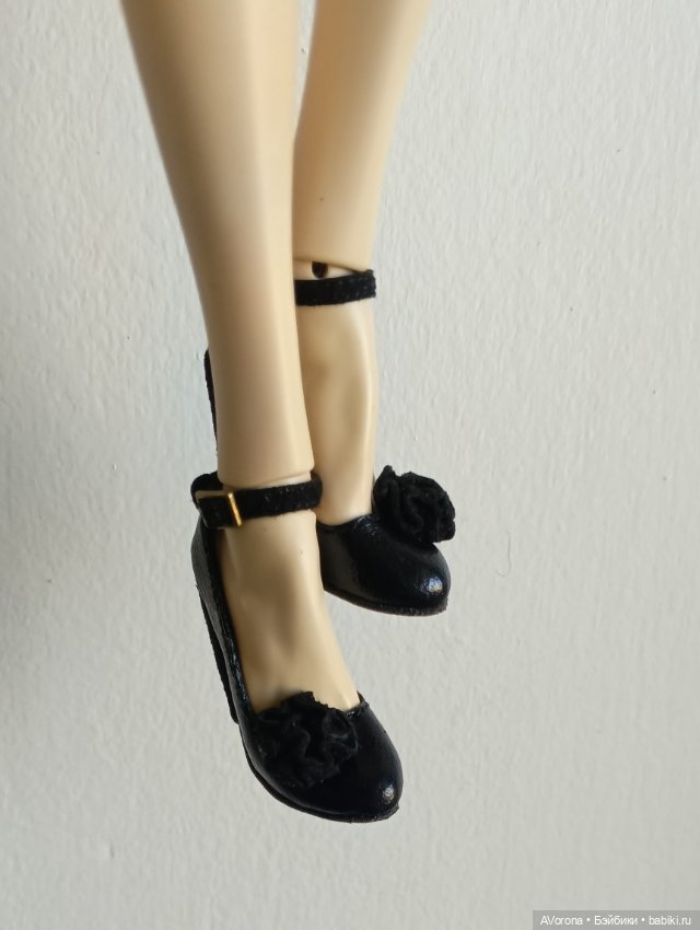 Черные туфли на высоком каблуке, кожа + замша (фото 7)