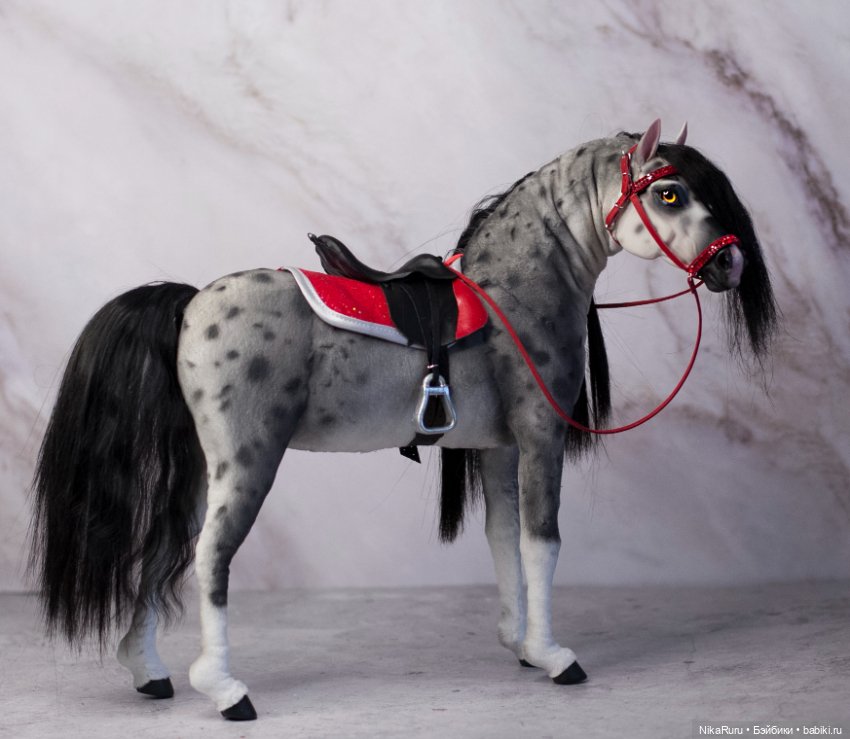 Лошадь для Барби, подвижная в смешанной технике, конь формат 1/6 (фото 9)