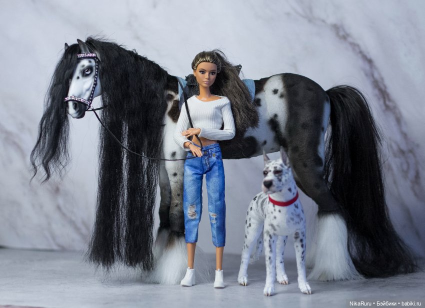 Лошадь для Барби, подвижная в смешанной технике, конь формат 1/6 (фото 2)