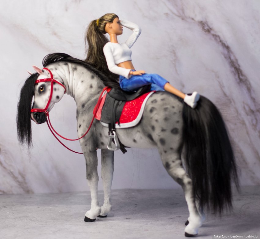 Лошадь для Барби, подвижная в смешанной технике, конь формат 1/6 (фото 5)