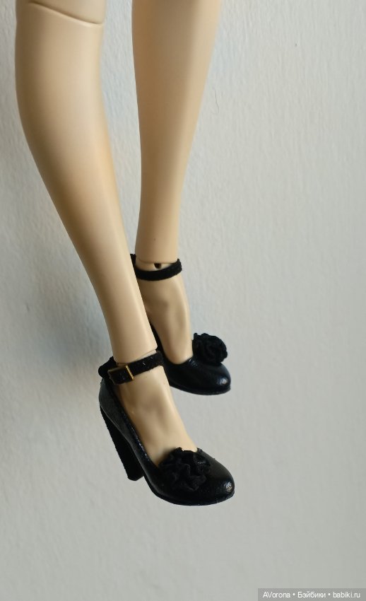 Черные туфли на высоком каблуке, кожа + замша (фото 2)