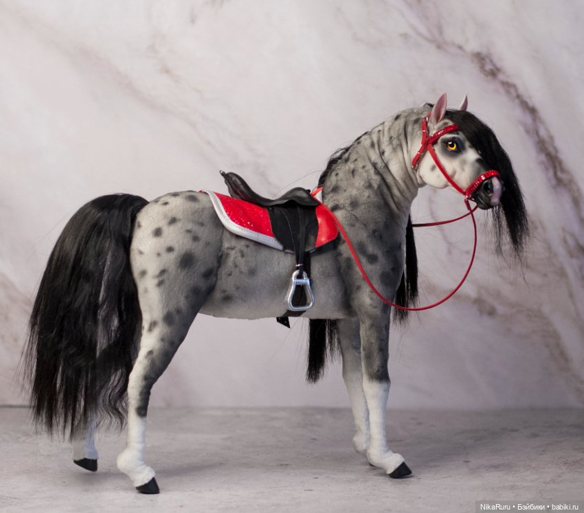 Лошадь для Барби, подвижная в смешанной технике, конь формат 1/6 (фото 7)