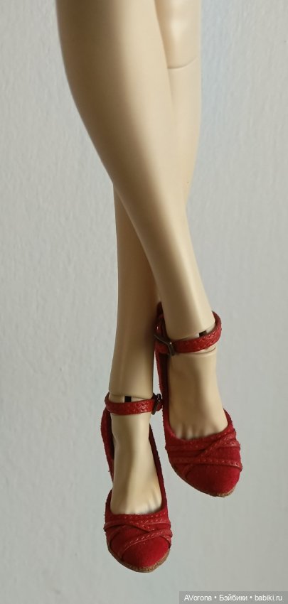 Красные туфли на высоком каблуке, кожа+ замша (фото 3)