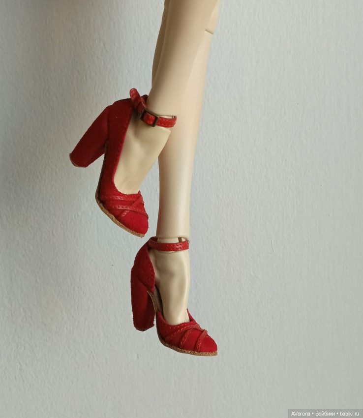 Красные туфли на высоком каблуке, кожа+ замша (фото 2)