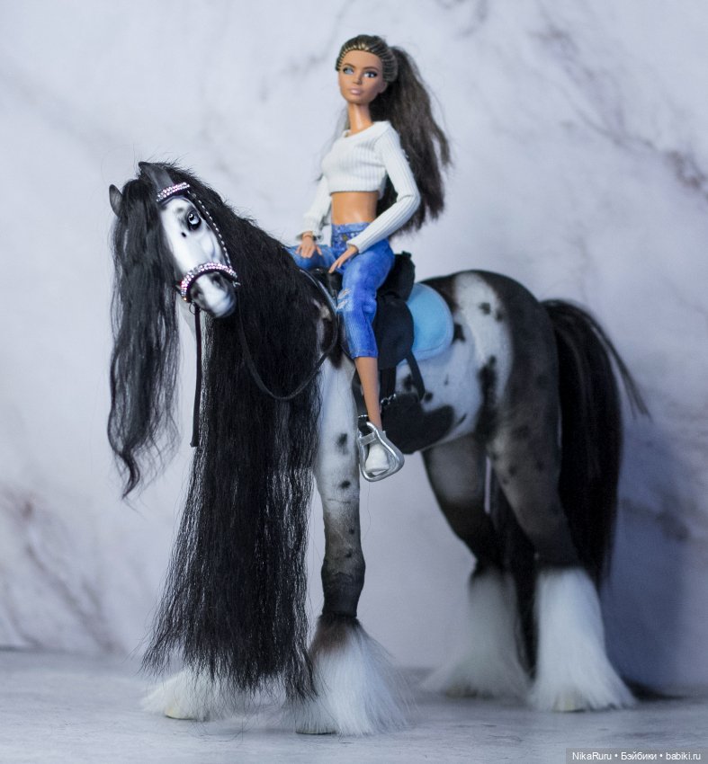 Лошадь для Барби, подвижная в смешанной технике, конь формат 1/6 (фото 3)