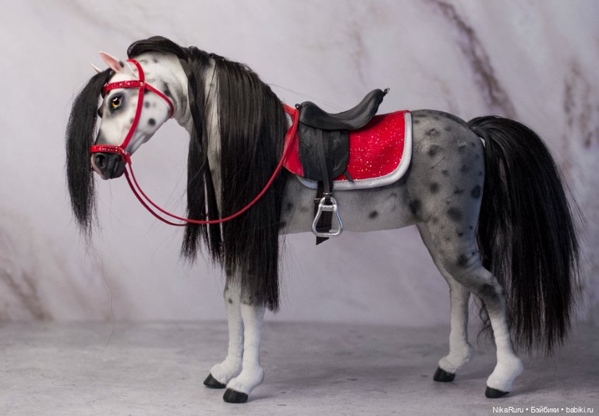 Лошадь для Барби, подвижная в смешанной технике, конь формат 1/6 (фото 6)