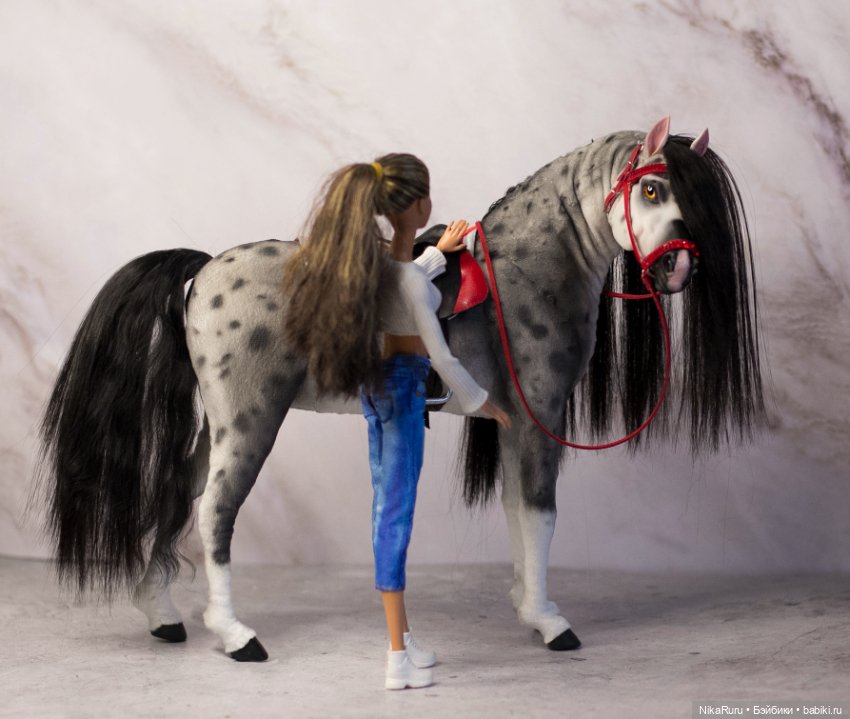 Лошадь для Барби, подвижная в смешанной технике, конь формат 1/6 (фото 3)