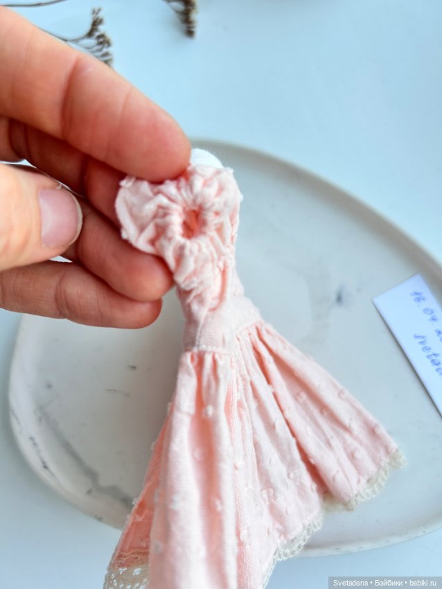 Платье персикового цвета — Одежда для BJD (фото 2)