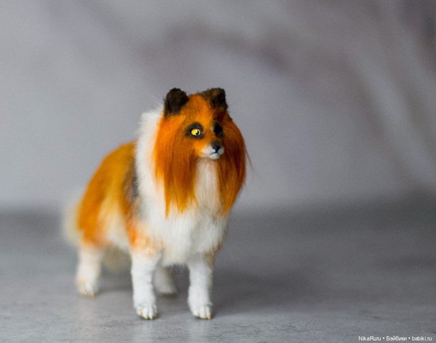 Колли рыжая собака для Барби в смешанной технике формат 1/6 (фото 6)