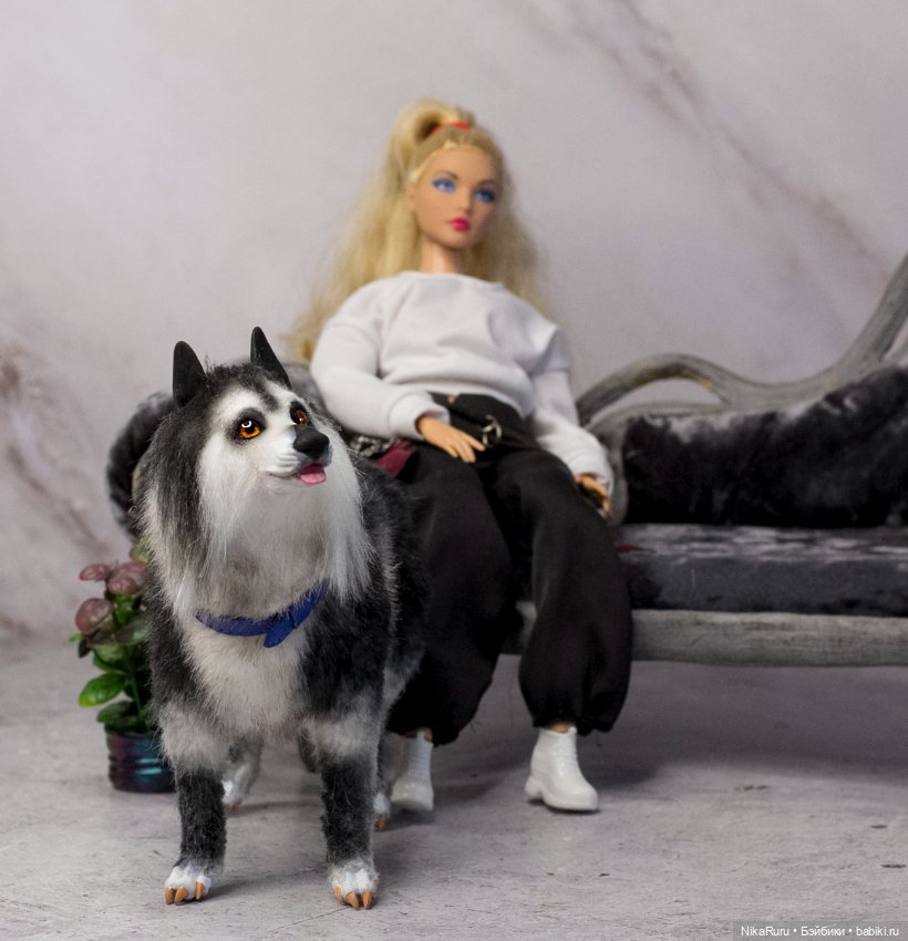 Собака для Барби игрушка в смешанной технике формат 1/6 (фото 3)