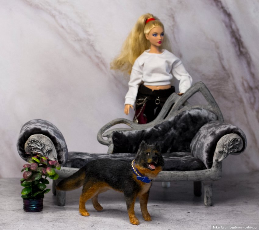 Собака для Барби игрушка в смешанной технике формат 1/6