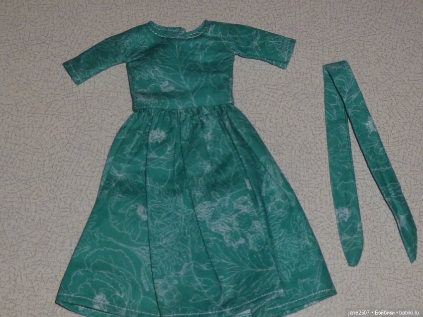 Платье handmade OOAK для Барби, кукол 1/6 + лента для волос (фото 2)