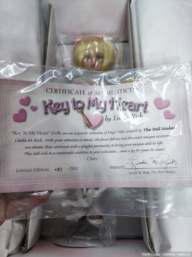 Кукла лимитка KEY TO MY HEART (300 шт на мир) от Linda Rick, 2008г (фото 5)