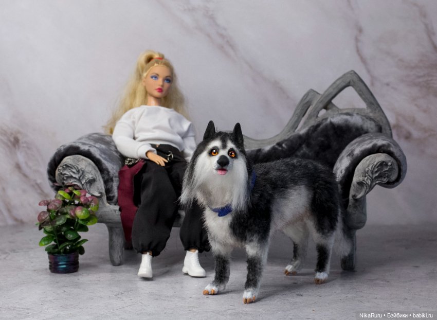 Собака для Барби игрушка в смешанной технике формат 1/6 (фото 2)