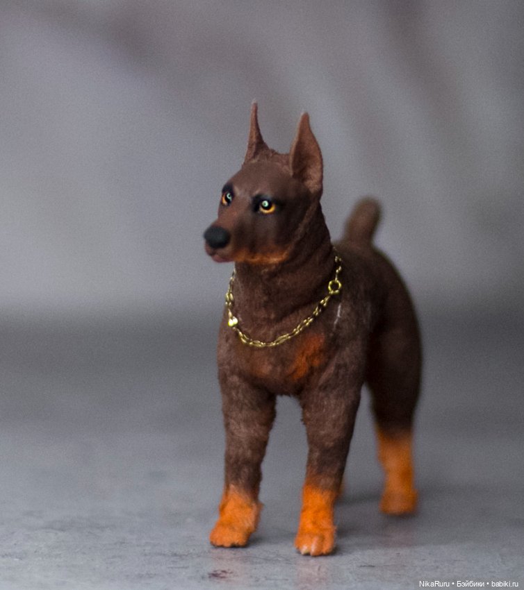 Доберман собака для Барби формат 1/6 в смешанной технике (фото 4)