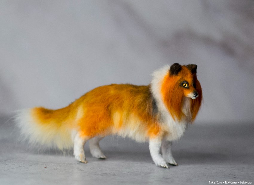 Колли рыжая собака для Барби в смешанной технике формат 1/6 (фото 2)