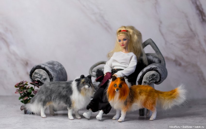 Колли собака для Барби в смешанной технике формат 1/6 (фото 4)