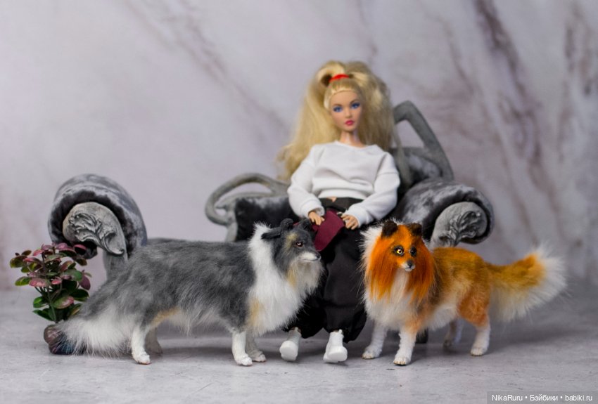 Колли рыжая собака для Барби в смешанной технике формат 1/6 (фото 5)