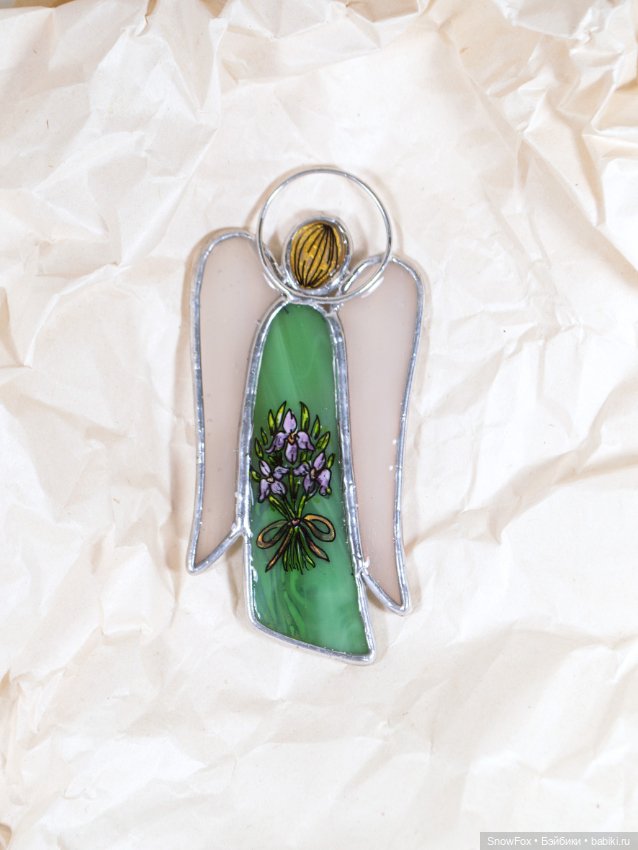 Витражный ангел "Ирисы" в технике Тиффани (фото 2)