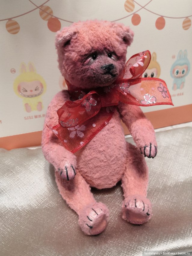 Пудровая Миша-Обижулька тедди мишка (фото 8)