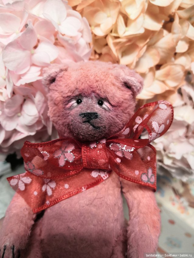 Пудровая Миша-Обижулька тедди мишка (фото 5)
