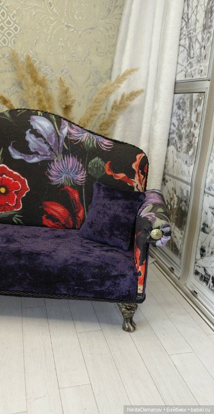 Диван " Полночный сад" для кукол 1:6 (фото 2)