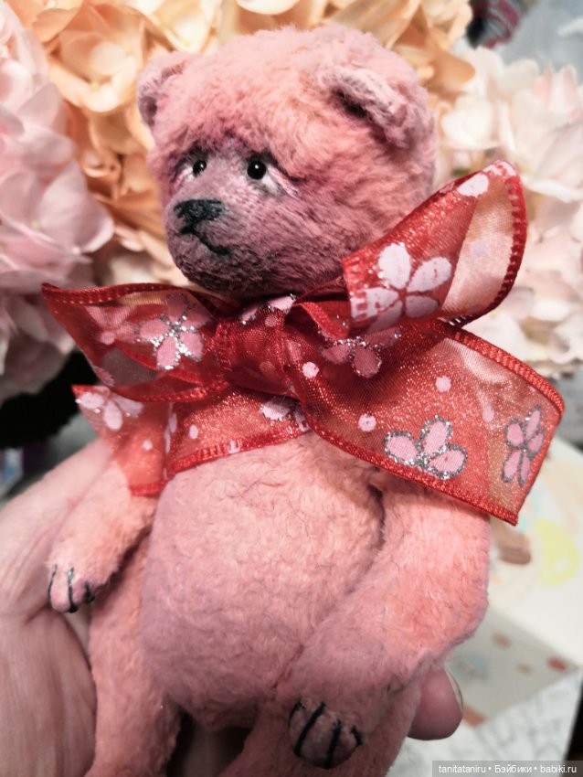 Пудровая Миша-Обижулька тедди мишка (фото 3)