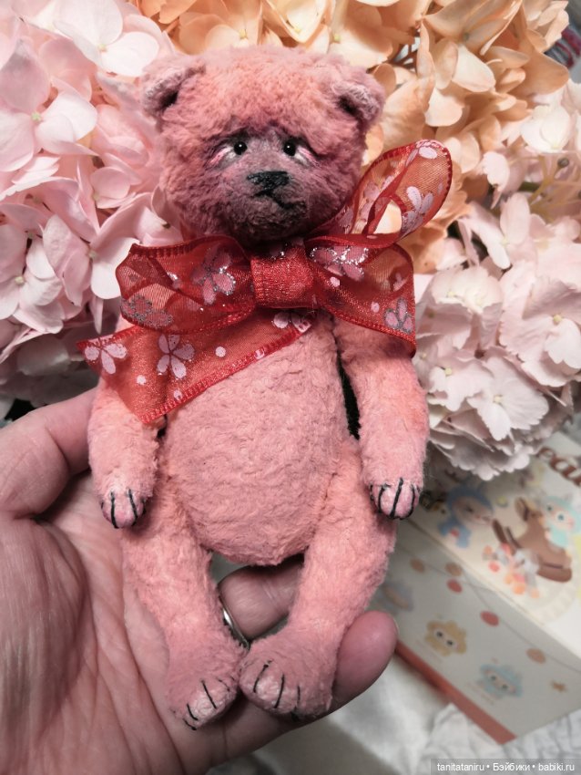 Пудровая Миша-Обижулька тедди мишка (фото 4)