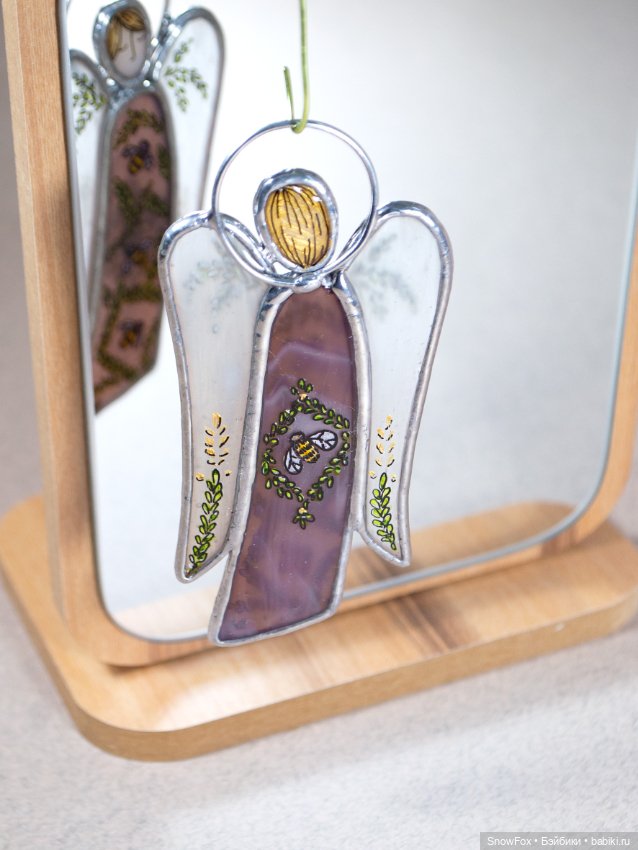 Витражный ангел "Пчелки" в технике Тиффани (фото 2)