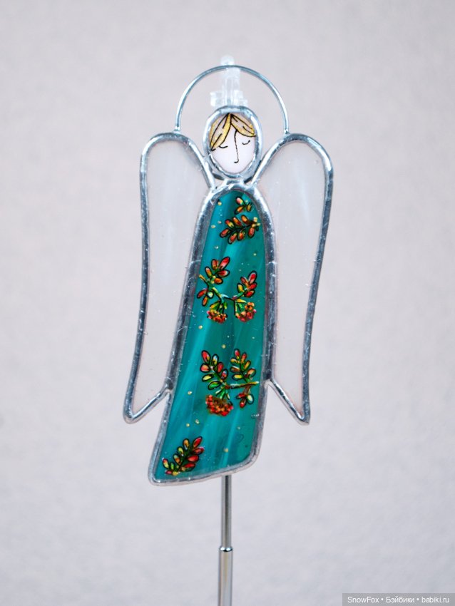 Витражный ангел "Рябина" в технике Тиффани (фото 2)