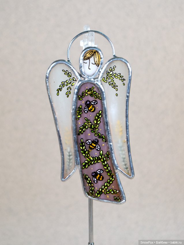 Витражный ангел "Пчелки" в технике Тиффани (фото 3)