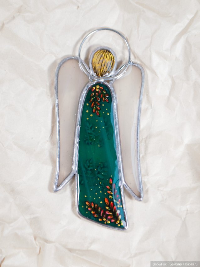 Витражный ангел "Рябина" в технике Тиффани (фото 3)