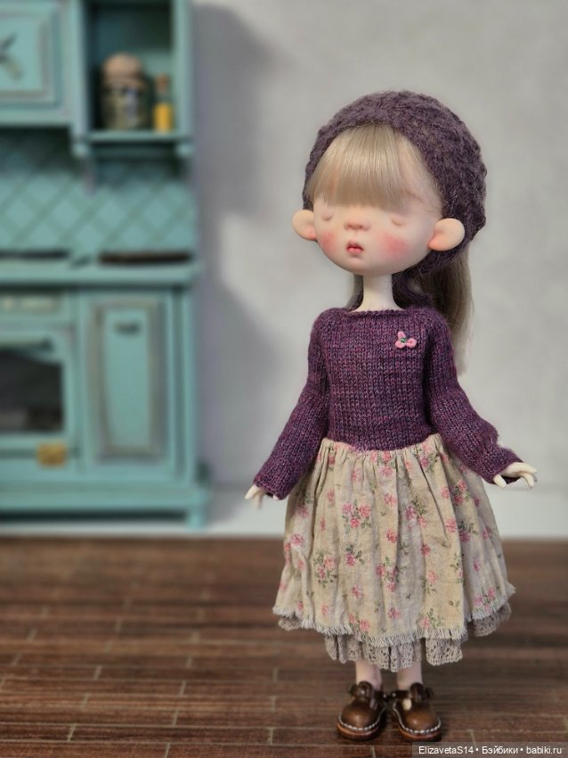 Комплект Платье и косынка для кукол формата ob22,24, Блайз