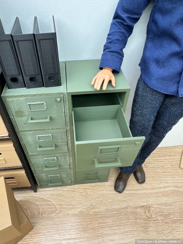 Архивный шкаф (хаки) 1/6 — Кукольная мебель (фото 2)