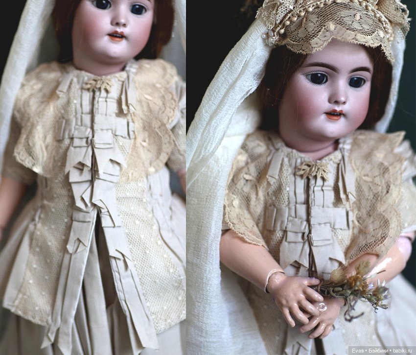 Свадебный Наряд для антикварной куклы (фото 4)