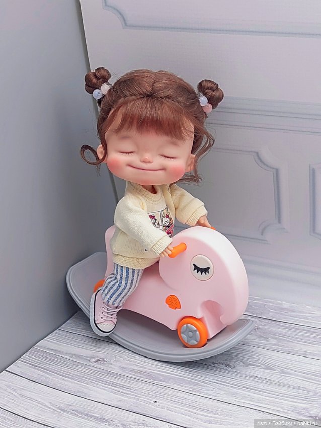 Розовая каталка-качалка слоник для кукол ob11 от Yestary (фото 2)