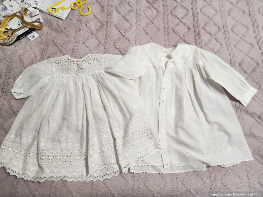 Винтажное пальто и платье для большой куклы