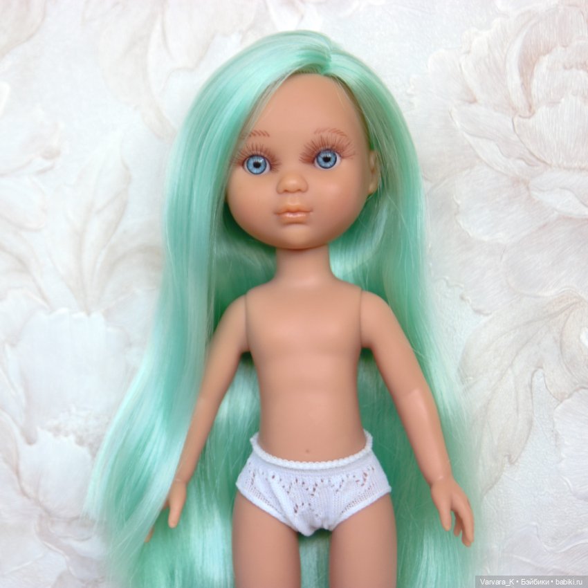 Berjuan кукла Ева с голубыми волосами, без одежды, 34 см
