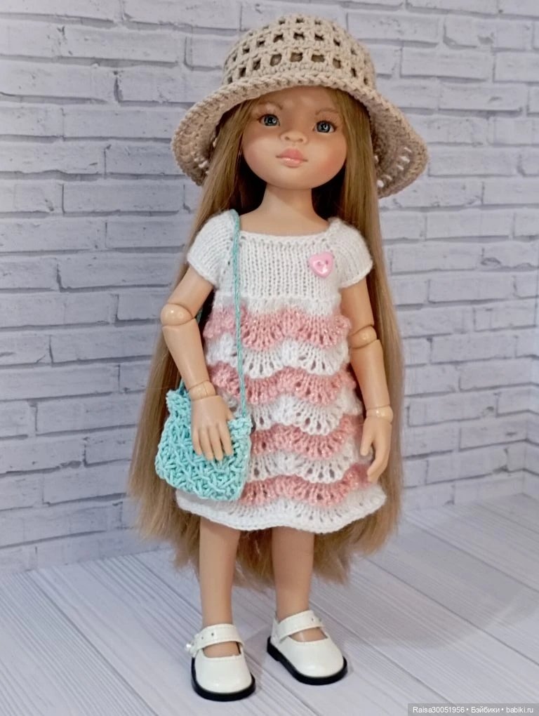 Платье, шляпка, сумочка для кукол Паола Рейна 32-34 см