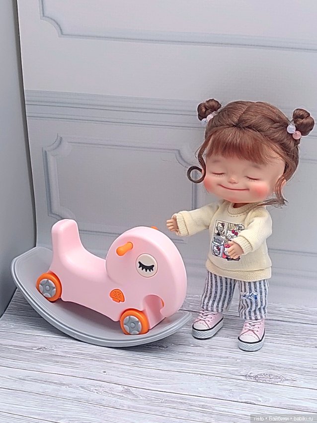 Розовая каталка-качалка слоник для кукол ob11 от Yestary (фото 5)