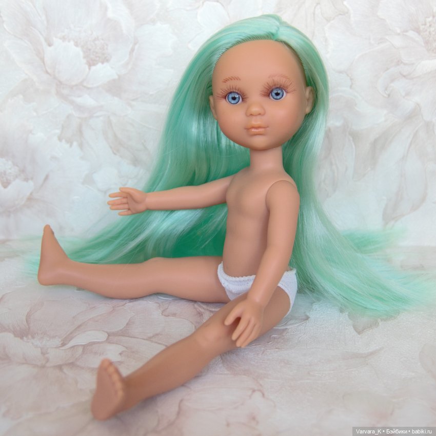 Berjuan кукла Ева с голубыми волосами, без одежды, 34 см