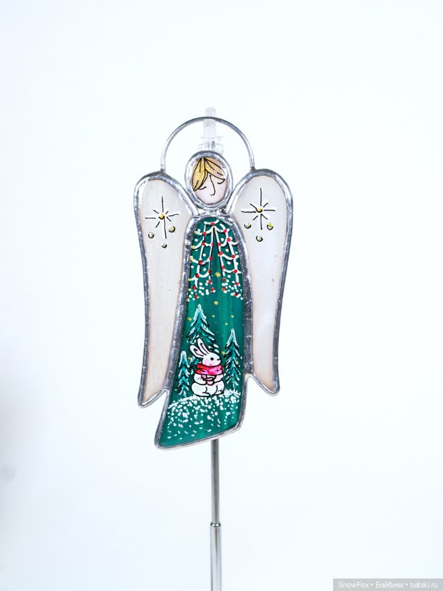 Витражный ангел "Зайчик" в технике Тиффани (фото 3)