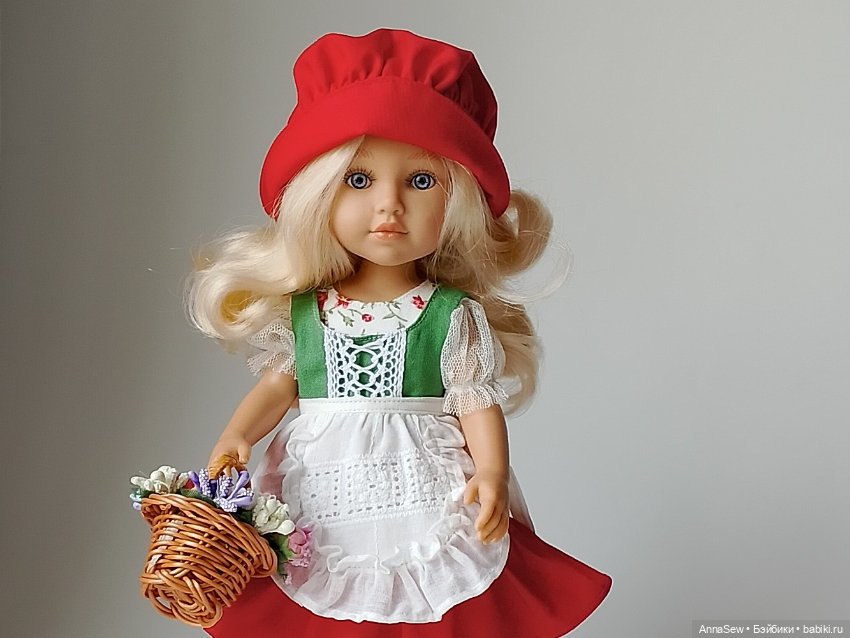 Костюм красной шапочки для куклы