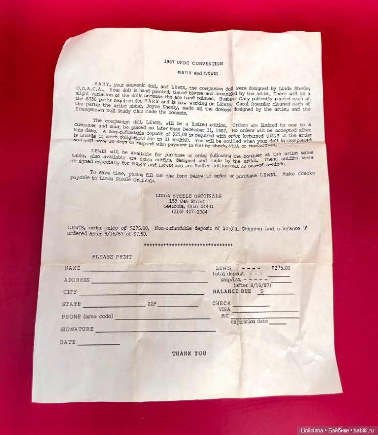 Редкая авторская кукла Мэри от Linda Steele 1987 год